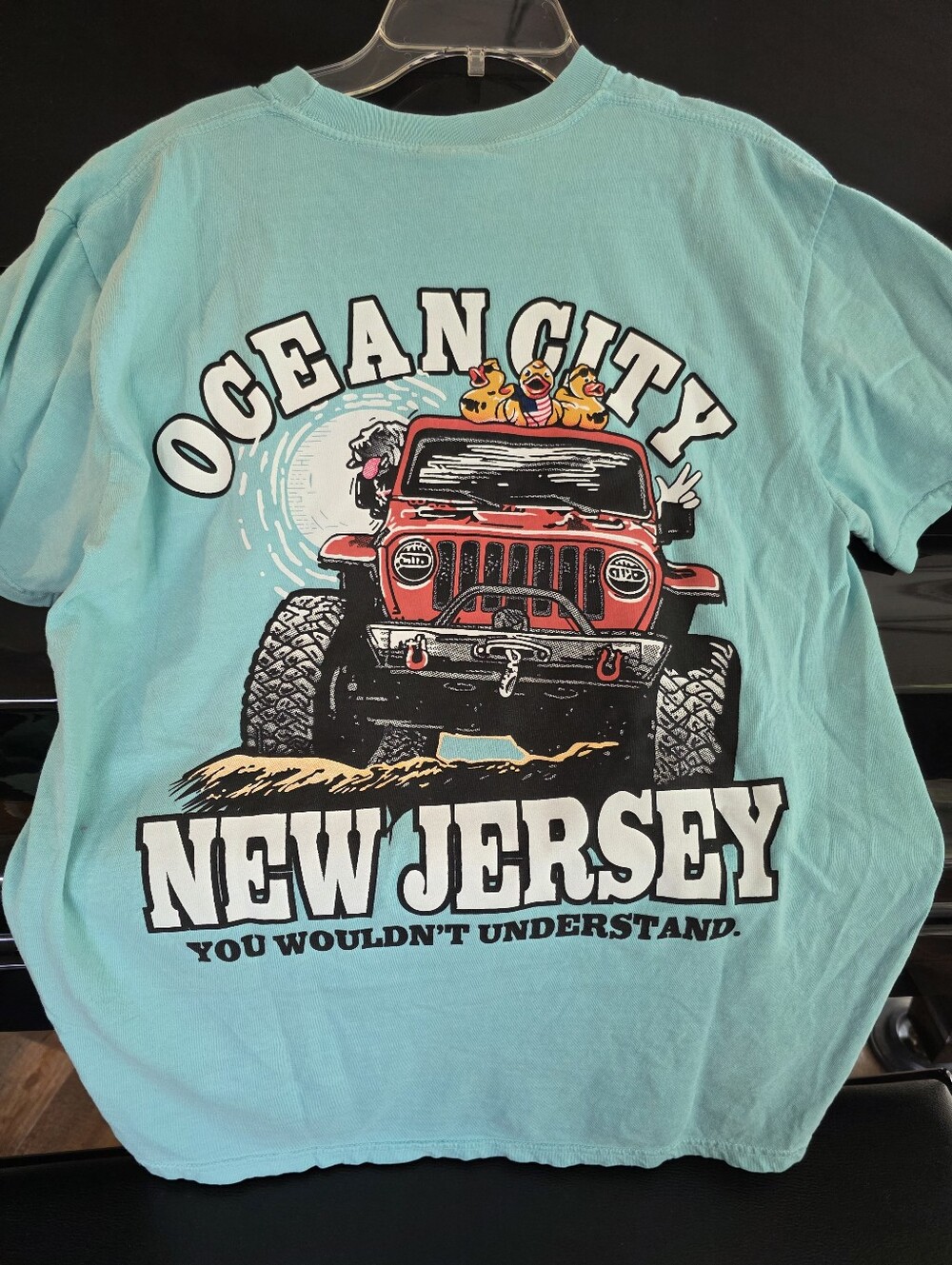 Ocean City New Jersey Mens Size Medium Graphic Tee Aqua Jeep
